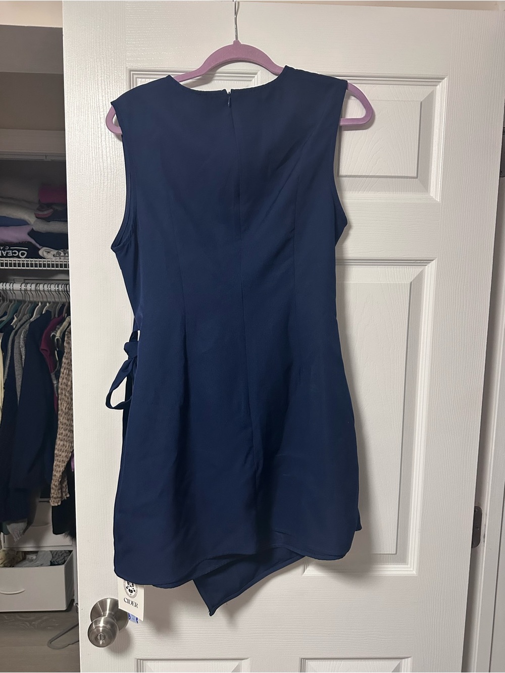 CIDER ROUND NECKLINE KNOTTED WRAP MINI DRESS - Picture 6 of 8
